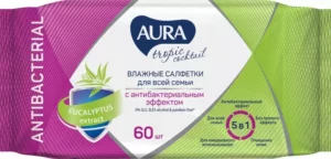 Салфетки влажные AURA №60 антибак.в ассортим.TROPIC COCKTAIL